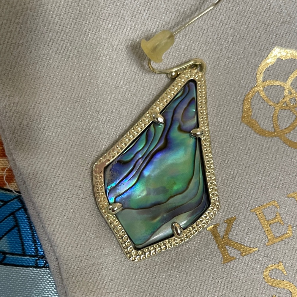 Kendra Scott Iridescent Abalone Teardrop Earrings with Gold Frame - Picture 5 of 6